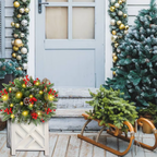 Lighted Christmas Wreath Planter Insert – 20 in Battery Operated Pre-Lit Decoration with 50 LEDs, 8 Modes & Timer