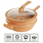 Multifunctional Wok Pan with Nonstick Coating – Nonstick Wok for Stir Fry, Steaming & Simmering, Less Oil – CookFlex