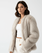 Luna | Women’s Faux Fur Coat – Soft & Warm Winter Jacket with Elegant Relaxed Fit Beige