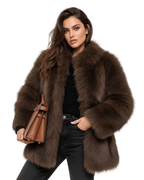 Amore | Women’s Faux Fur Coat – Soft & Warm Winter Jacket with Elegant Relaxed Fit Marron