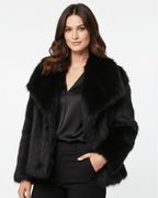 Luna | Women’s Faux Fur Coat – Soft & Warm Winter Jacket with Elegant Relaxed Fit Noir