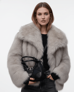 Luna | Women’s Faux Fur Coat – Soft & Warm Winter Jacket with Elegant Relaxed Fit Gris