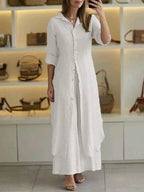 Amore | Elegant and Lightweight Maxi Shirt Dress White