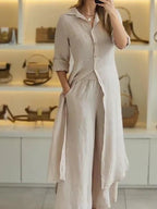 Amore | Elegant and Lightweight Maxi Shirt Dress Khaki