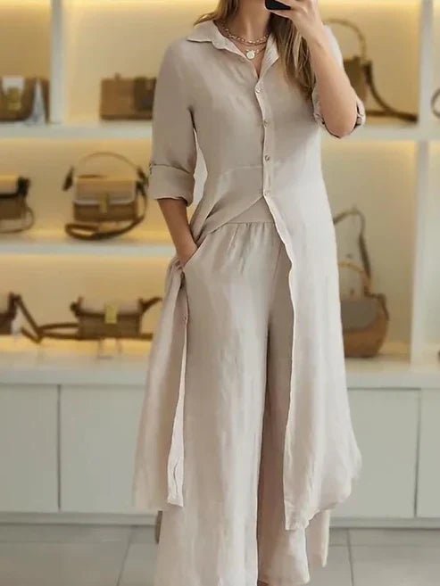 Amore | Elegant and Lightweight Maxi Shirt Dress Khaki