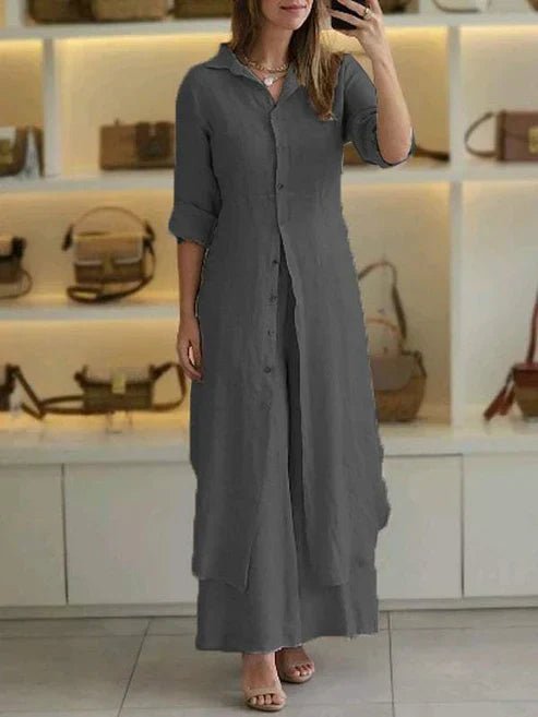 Amore | Elegant and Lightweight Maxi Shirt Dress Grey