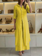 Amore | Elegant and Lightweight Maxi Shirt Dress Yellow