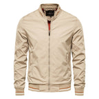 Hermosa | Men's Bomber Jacket | Zip-Up Front with Ribbed Collar Khaki