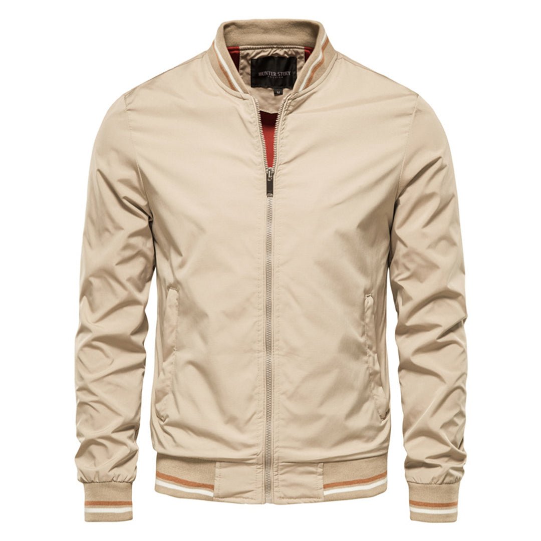 Hermosa | Men's Bomber Jacket | Zip-Up Front with Ribbed Collar Khaki
