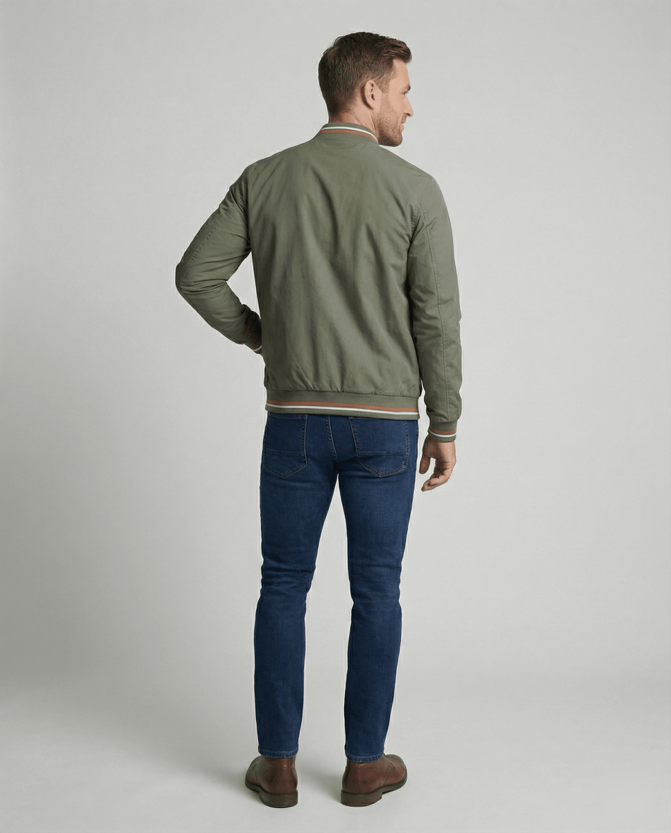Hermosa | Men's Bomber Jacket | Zip-Up Front with Ribbed Collar