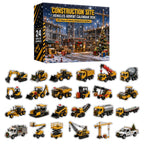 Construction Vehicle Advent Calendar for Kids – 24 Excavator & Cement Mixer Acrylic Ornaments, Non-Candy Countdown