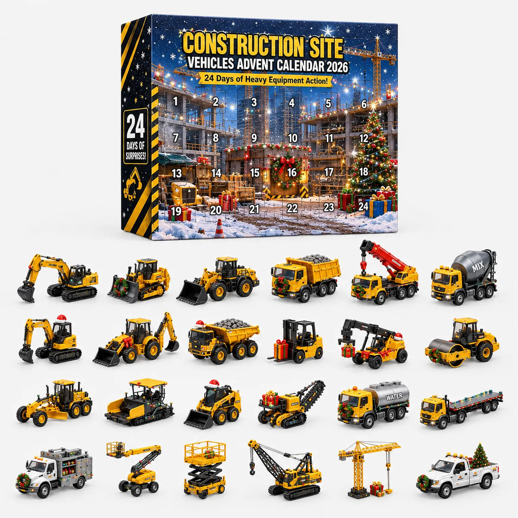 Construction Vehicle Advent Calendar for Kids – 24 Excavator & Cement Mixer Acrylic Ornaments, Non-Candy Countdown Default Title
