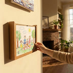 Kids Art Display Frame with Storage – Front-Opening Wood Frame for Children's Drawings, A3 & A4, Pine or Walnut