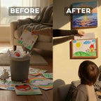 Kids Art Display Frame with Storage – Front-Opening Wood Frame for Children's Drawings, A3 & A4, Pine or Walnut