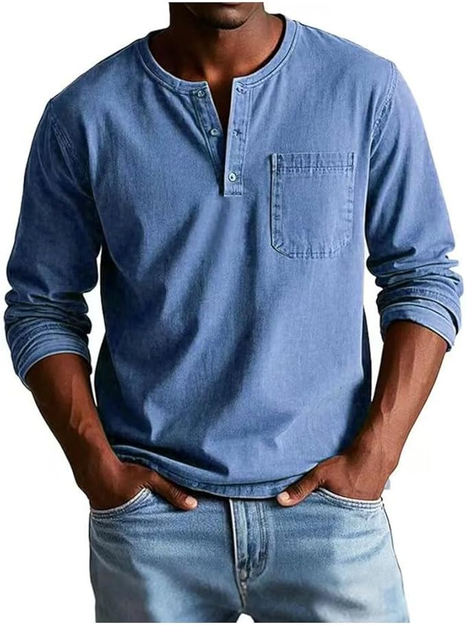 Krisan | Maglia Uomo Henley Casual Comoda Maniche Lunghe 7