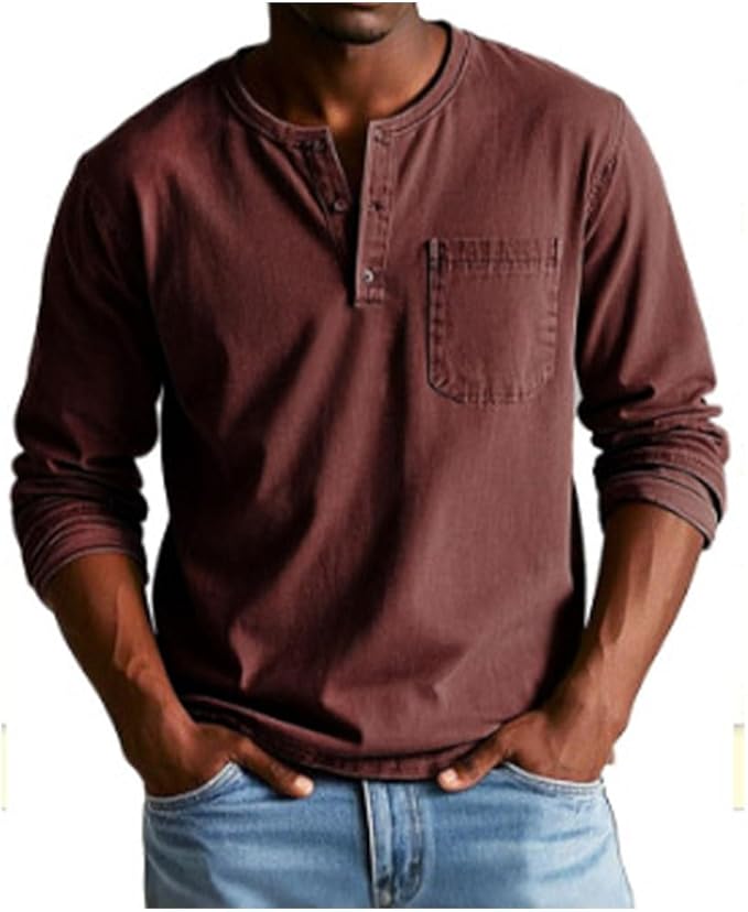 Krisan | Maglia Uomo Henley Casual Comoda Maniche Lunghe 9