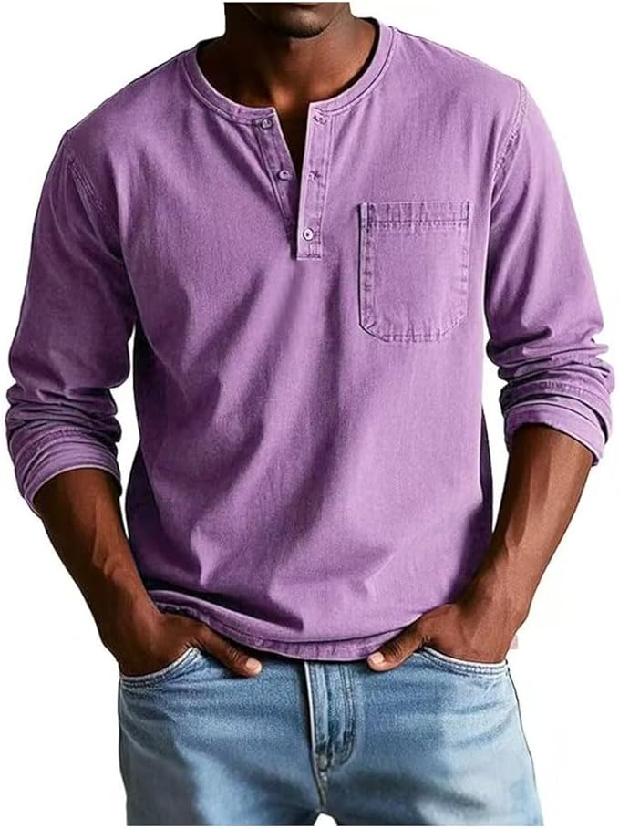Marmari | Versatile and Comfortable Long-Sleeve Henley Shirt Viola