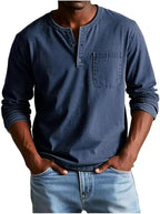 Marmari | Versatile and Comfortable Long-Sleeve Henley Shirt Dark Blue