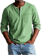 Marmari | Versatile and Comfortable Long-Sleeve Henley Shirt Green