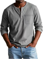 Marmari | Versatile and Comfortable Long-Sleeve Henley Shirt Grey