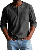 Marmari | Versatile and Comfortable Long-Sleeve Henley Shirt Black