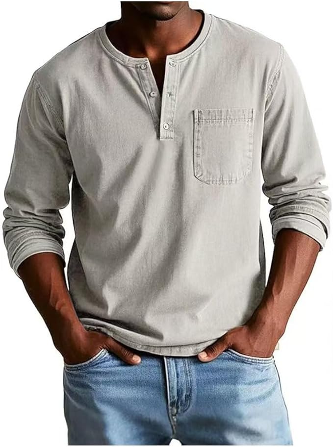 Marmari | Versatile and Comfortable Long-Sleeve Henley Shirt Beige