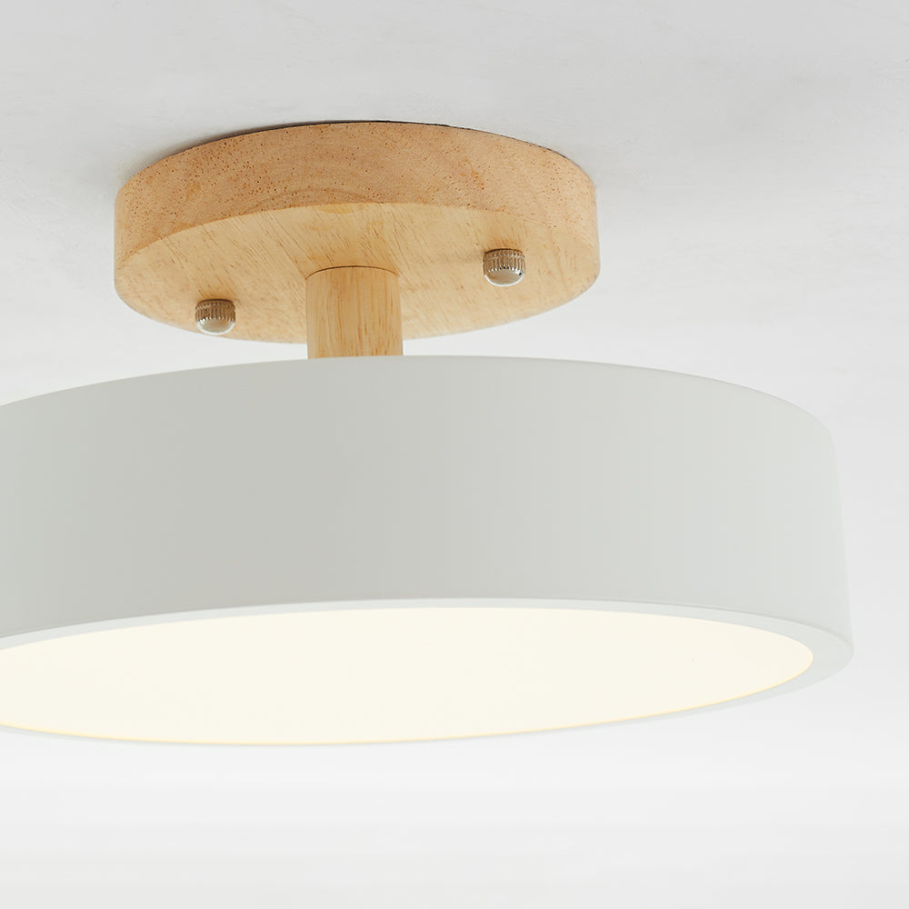Modern LED Ceiling Lamp – Wood & Acrylic Flush Mount Ceiling Light for Bedroom, Dining & Living Room, 5 Colors – LunaLux