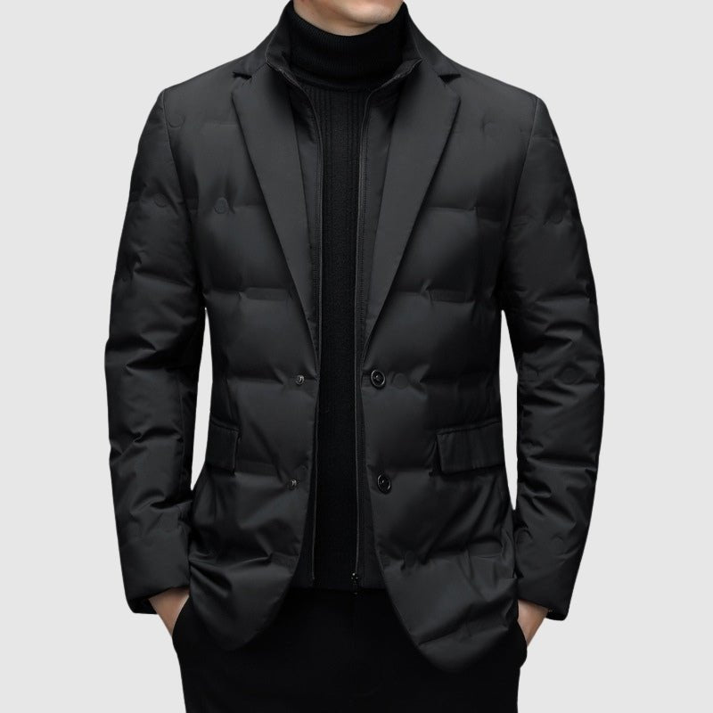 Calico | Men's Quilted Jacket | Button Front Design Black