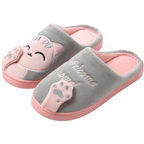 Ladies' Slippers with Cats - Soft Slippers & House Shoes Pink Gray 1