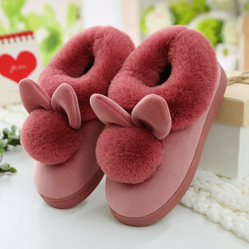 Ladies' Slippers with Rabbits - Soft Slippers & House Shoes Pink