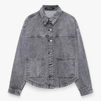Lightweight Denim Jacket For Women Breathable Transitional Jacket For Everyday Use Gray