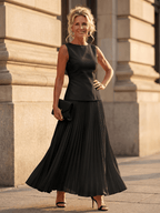 Lina | Elegant Twin Set Women – Structured Top & Flowing Pleated Skirt 7