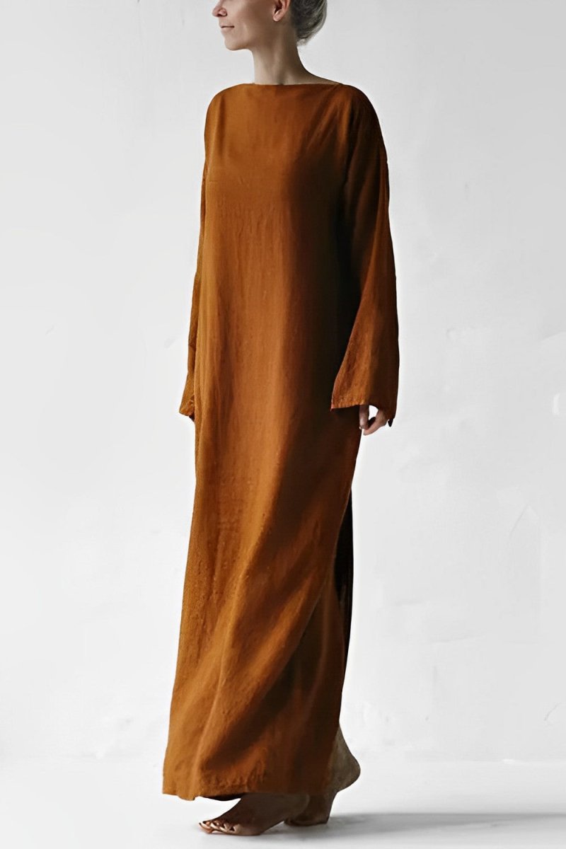 Linen dress, minimalist, long-sleeved, belt, handmade 5