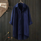 Linen shirt with button placket, long sleeves, relaxed fit 2