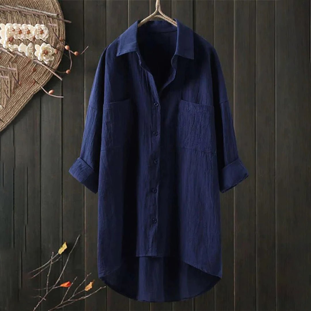 Linen shirt with button placket, long sleeves, relaxed fit 2