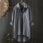 Linen shirt with button placket, long sleeves, relaxed fit 3