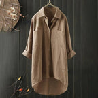 Linen shirt with button placket, long sleeves, relaxed fit 5