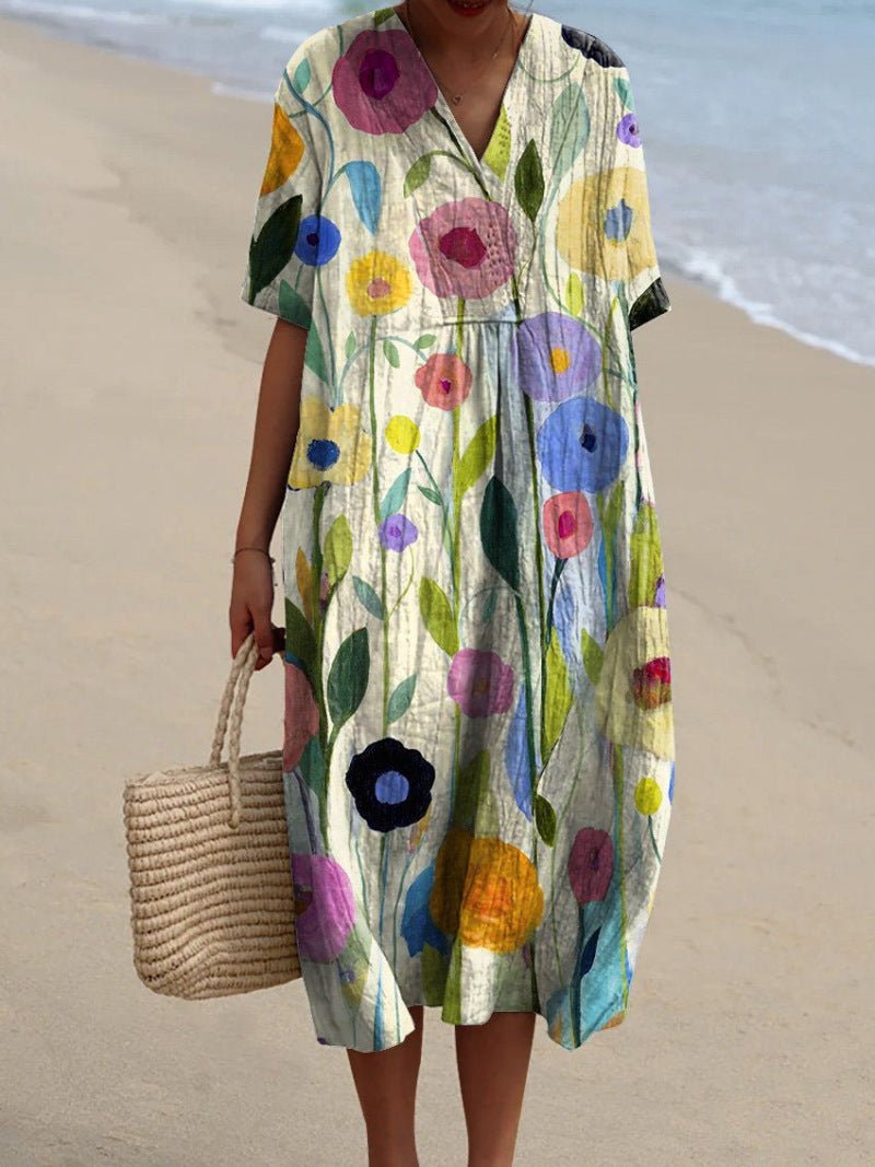 Tasana | Women’s Floral Sleeveless Summer Dress Heavily Floral