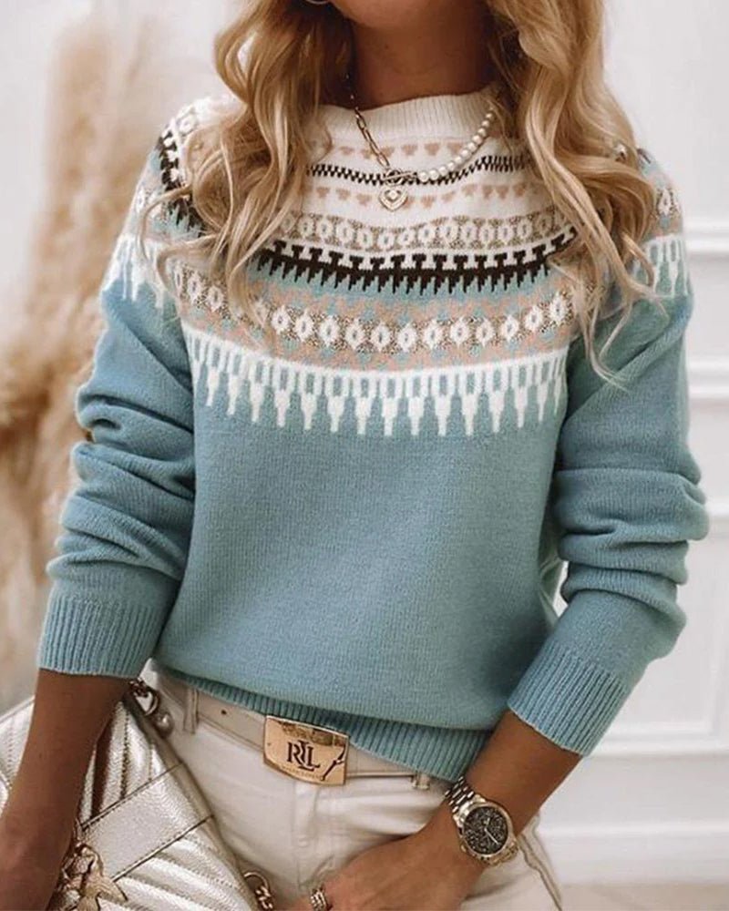 Flora | Women’s Warm Sweater – Chic Oversized Knit & Refined Slimming Texture Blue