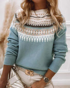 Flora | Women’s Warm Sweater – Chic Oversized Knit & Refined Slimming Texture Blue