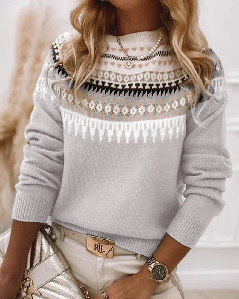 Flora | Women’s Warm Sweater – Chic Oversized Knit & Refined Slimming Texture Grey
