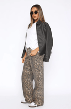 Lova | Low Rise Wide Leg Leopard Jeans for Women