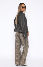 Lova | Low Rise Wide Leg Leopard Jeans for Women