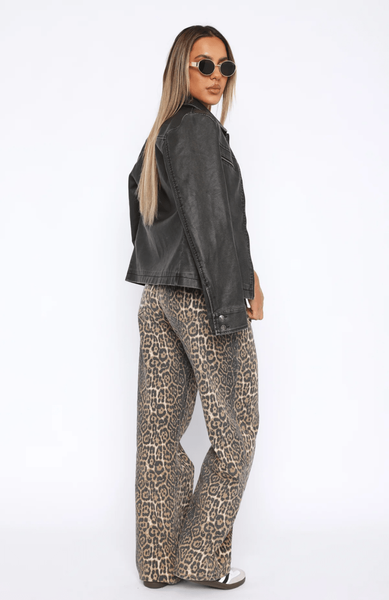 Lova | Low Rise Wide Leg Leopard Jeans for Women