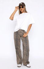 Lova | Low Rise Wide Leg Leopard Jeans for Women