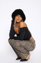 Lova | Low Rise Wide Leg Leopard Jeans for Women