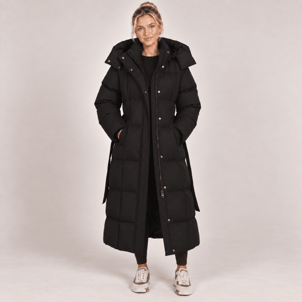 Long Puffer Coat Women Hooded Belted Padded Winter 0