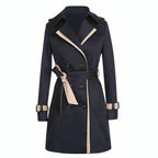 Long Trench Coat for Women – Double Breasted Front & Belted Waist 1