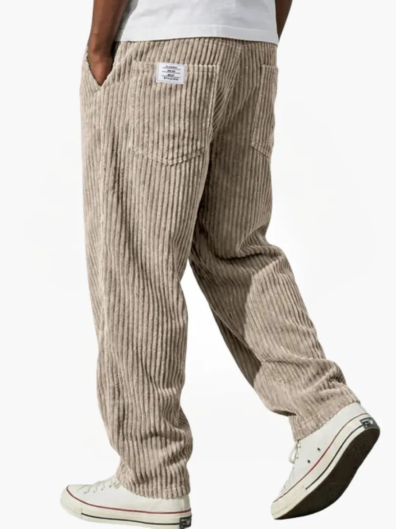 Zipari | Modern and Relaxed Men's Corduroy Trousers Khaki