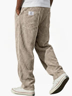Zipari | Modern and Relaxed Men's Corduroy Trousers Khaki